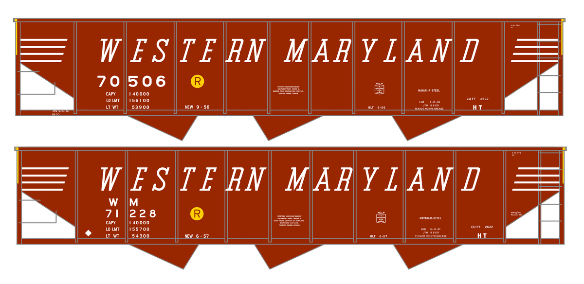 Western Maryland Triple Hopper White Speed Letter