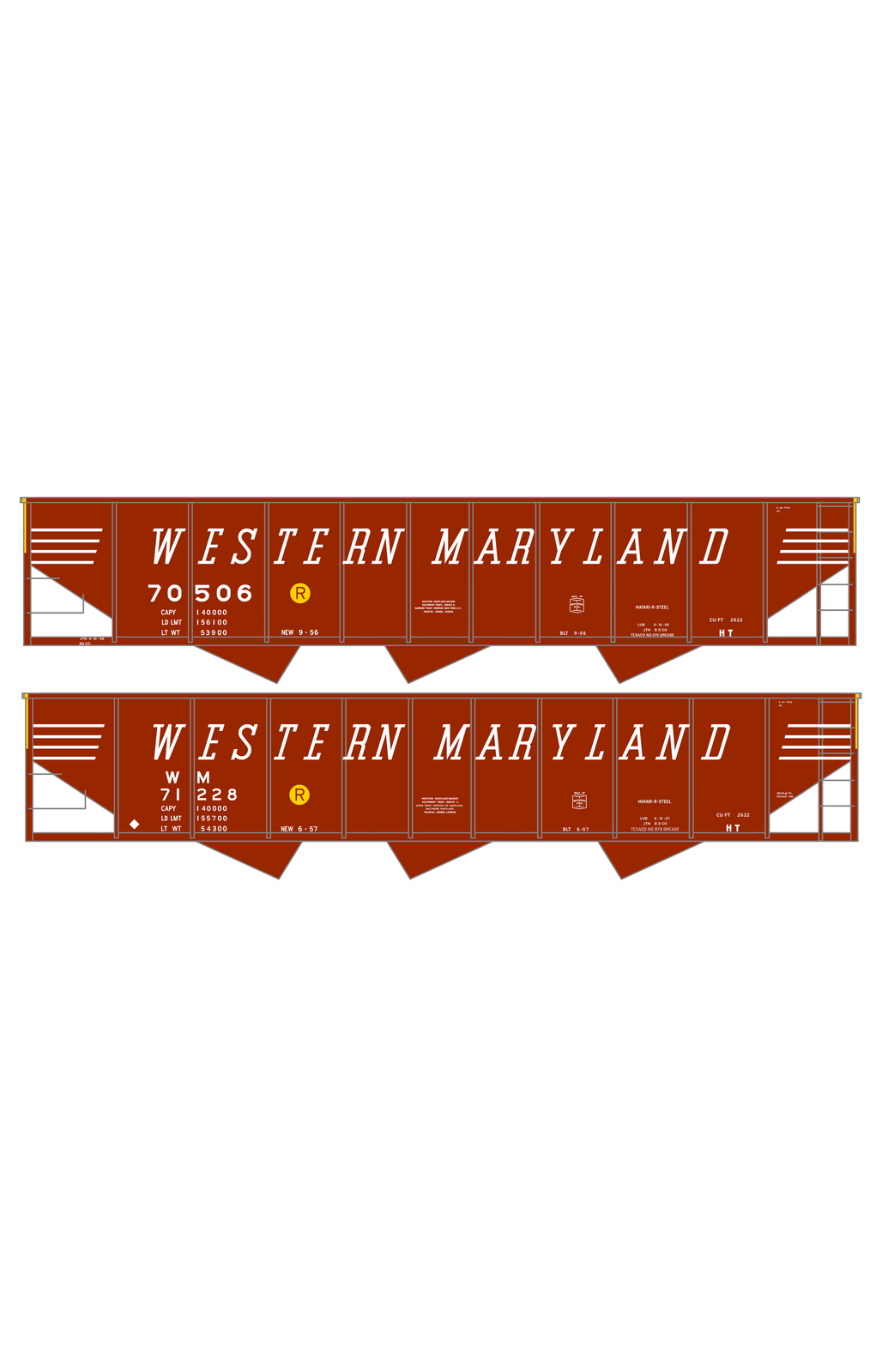 Western Maryland Triple Hopper White Speed Letter