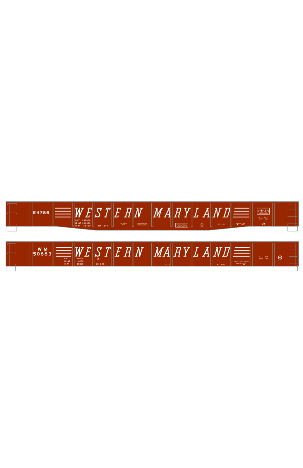 Western Maryland 52 Ft Gondola White Speed Letter