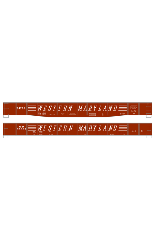 Western Maryland 52 Ft Gondola White Speed Letter