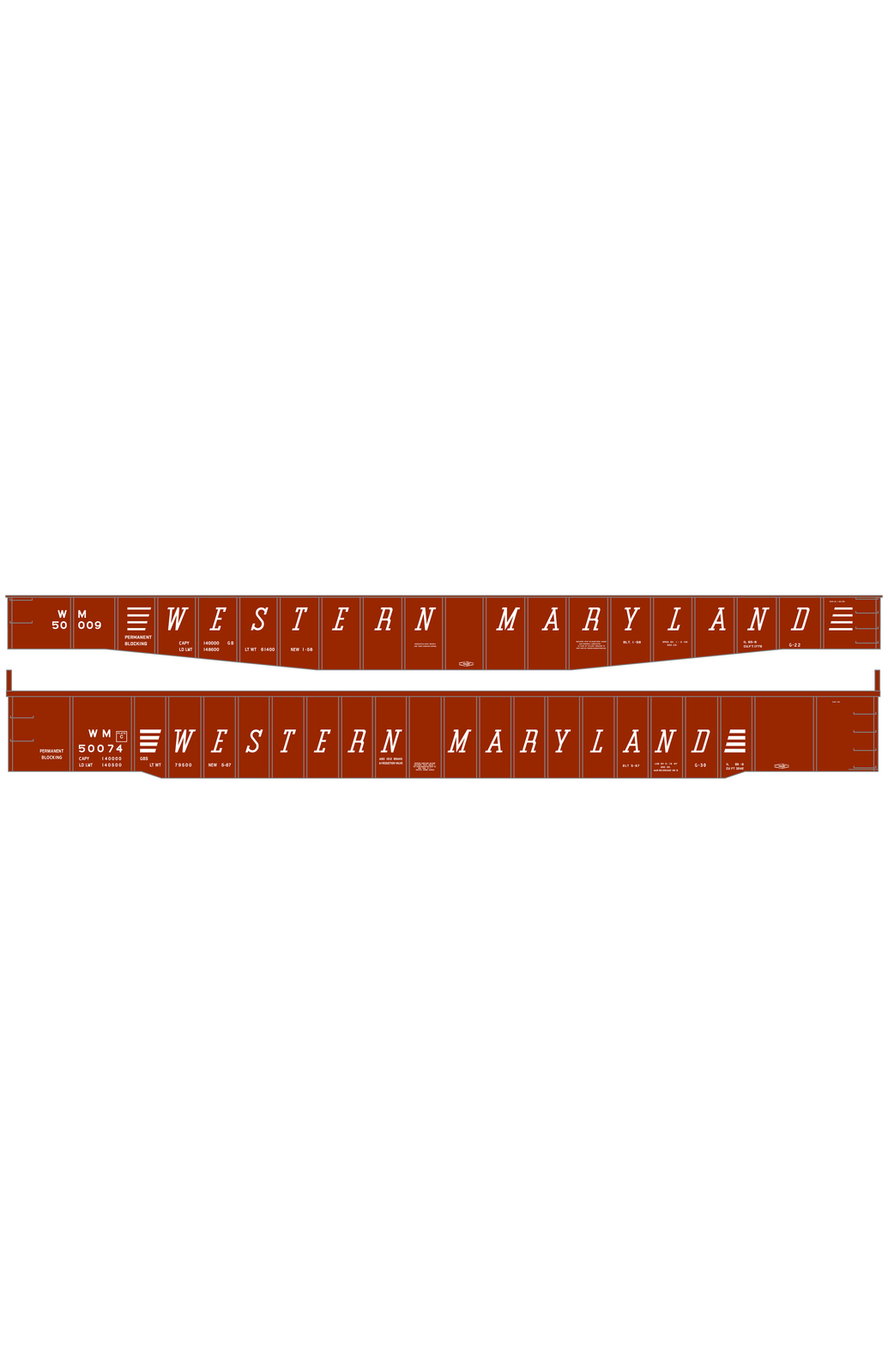 Western Maryland 65 Ft Gondola White Speed Letter