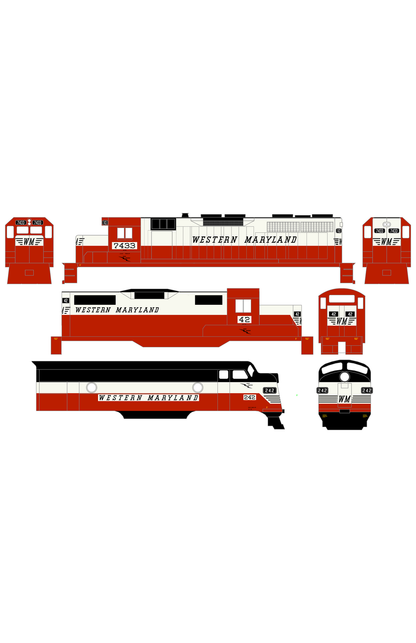 Western Maryland Diesel Locomotive Black and White Circus Scheme