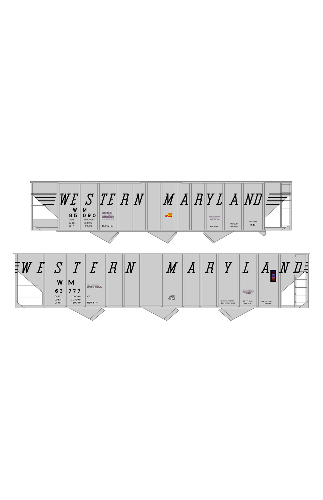 Western Maryland Gray Hopper Car Black Stone Service