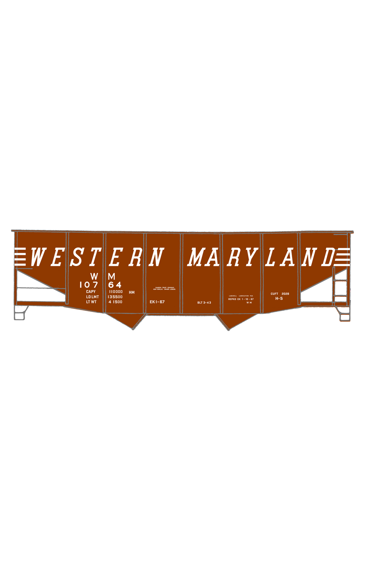Western Maryland Twin Hopper Car White Speed Letter