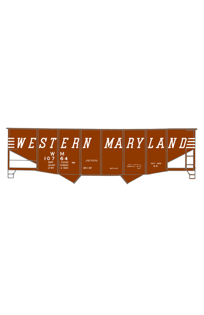 Western Maryland Twin Hopper Car White Speed Letter