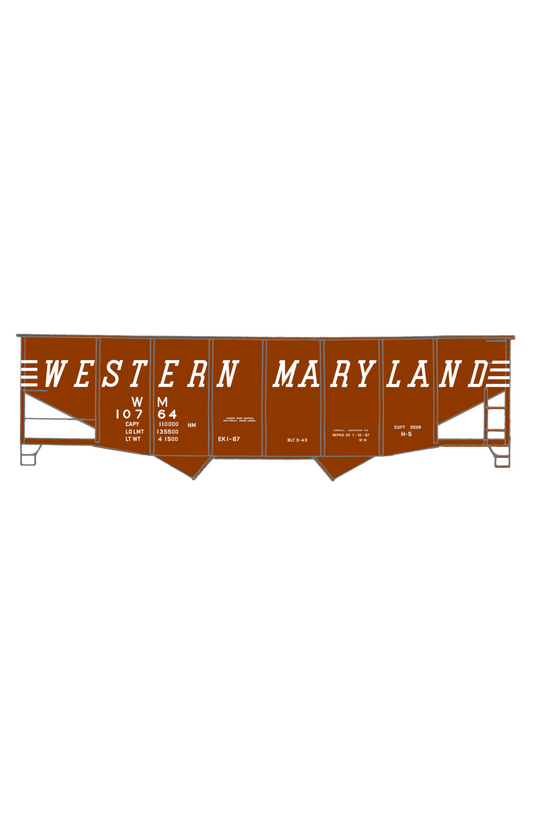 Western Maryland Twin Hopper Car White Speed Letter