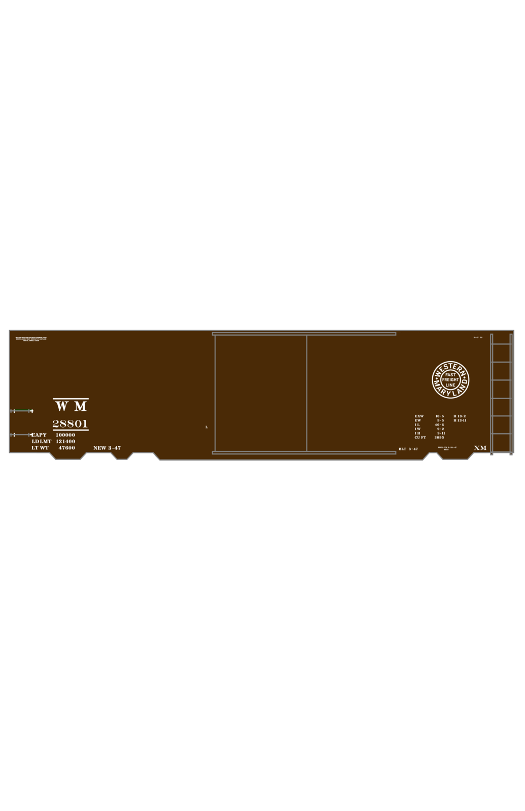 Western Maryland 40 Ft Boxcar White Round Herald