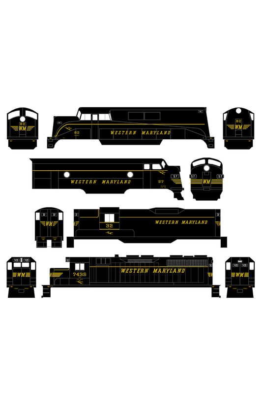 Western Maryland Diesel Locomotive Yellow Speed Letter