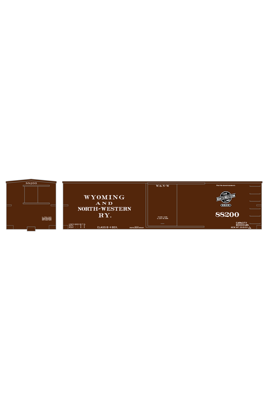 Wyoming and North Western 36 Ft Wood Boxcar White CNW