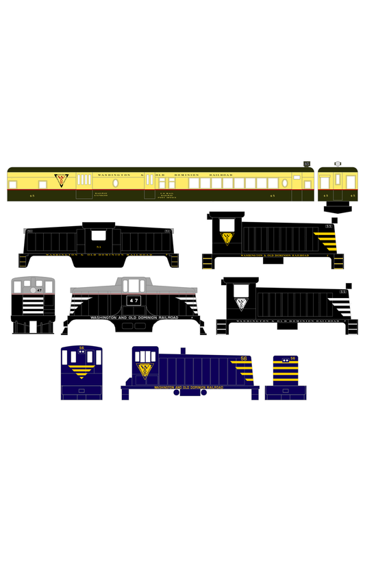 Washington and Old Dominion Diesel Locomotives and Doodlebug 