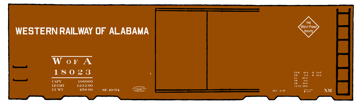 Western Railway Of Alabama 40 Ft Boxcar White West Point Route