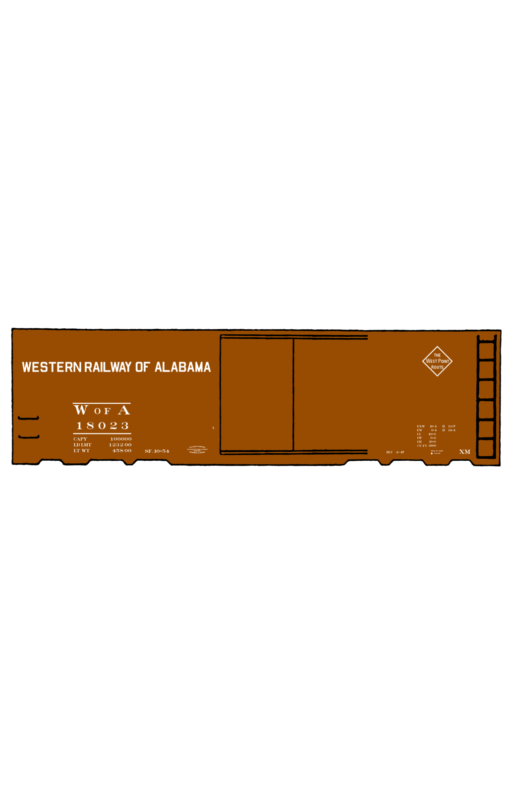 Western Railway Of Alabama 40 Ft Boxcar White West Point Route
