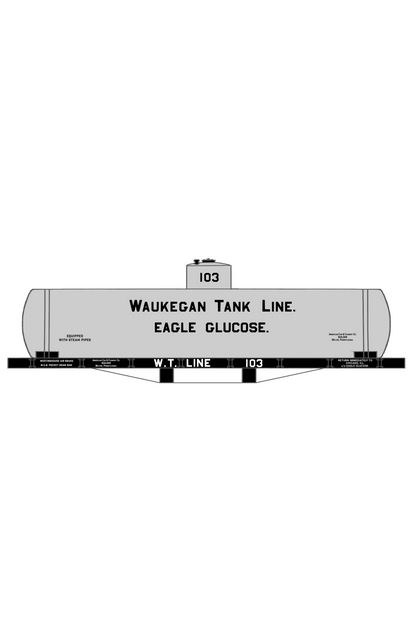 Waukegan Tank Line / Eagle Glucose Early Tank Car Black & White