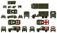 United States World War II Army Jeep Truck Ambulance Vehicle Markings White and Red