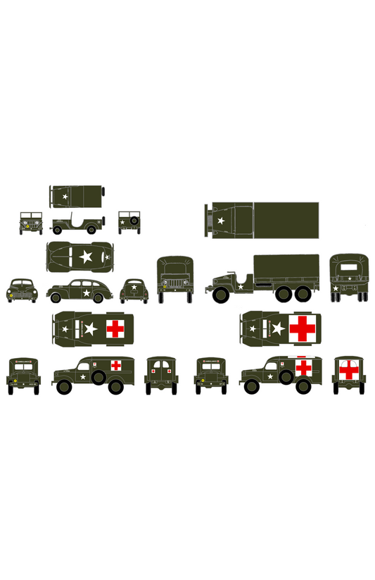 United States World War II Army Jeep Truck Ambulance Vehicle Markings White and Red