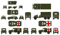 United States World War II Army Jeep Truck Ambulance Vehicle Markings White and Red Circle Star - Decal