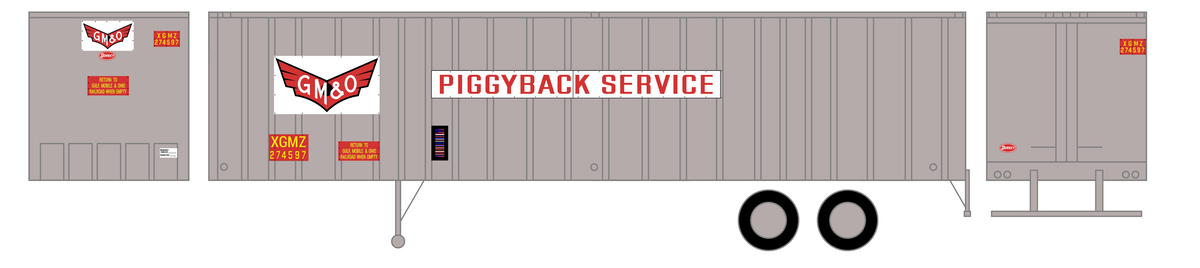 Gulf Mobile and Ohio Piggyback Semi Trailer Red and White