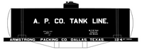 Armstrong Packing Early Tank Car White Dallas Texas