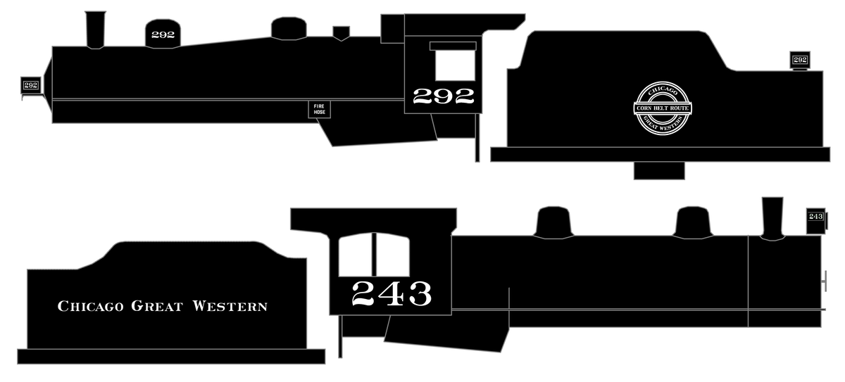 Chicago Great Western Steam Locomotive White