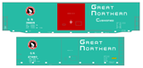 Great Northern 40 and 50 Ft Boxcar White, Red and Black Green Car