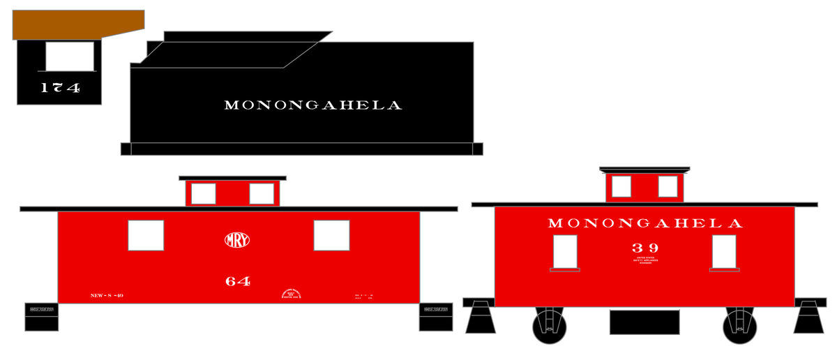 Monongahela Steam Locomotive and Caboose White - Decal - Choose Scale ...