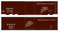 Minneapolis and St Louis Wood and Steel Boxcars White Peoria Gateway