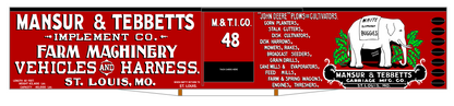 Mansur & Tebbetts Implement Co 60 Ft Billboard Boxcar White & Black