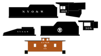 New York, Ontario and Western Steam Locomotive White  - Decal