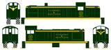 Piedmont and Northern ALCO Hood Diesel Or Switcher Yellow Small Lettering - Decal
