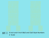 B&O, C&O Baltimore/Chesapeake and Ohio 9 Scale Inch Futura Style Freight Car Numbers  White