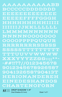 Drop Shadow Letter Number Alphabet - Decal Sheet