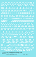 Round Modern Gothic Bold Letter Number Alphabet - Decal Sheet