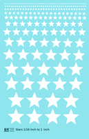 Solid Stars 1/16 Inch to 1 Inch - Decal Sheet