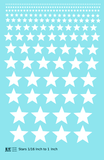 Solid Stars 1/16 Inch to 1 Inch - Decal Sheet
