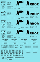 Ann Arbor Covered Hopper Black 500 Series - Decal - Choose Scale