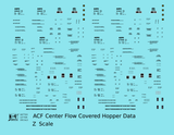 Data Only ACF Center Flow Covered Hopper Black  - Decal - Choose Scale
