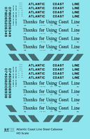 Atlantic Coast Line Steel Caboose Black Thanks For Using Coast Line - Decal - Choose Scale