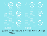 Atlantic Coast Line 40 Ft Boxcar White ACL Roman Font