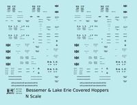 Bessemer and Lake Erie Covered Hopper Black  - Decal - Choose Scale