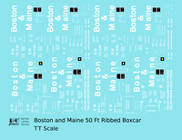 Boston and Maine 50 Ft Ribbed Boxcar White  - Decal - Choose Scale