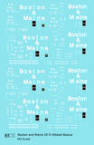 Boston and Maine 50 Ft Ribbed Boxcar White  - Decal - Choose Scale