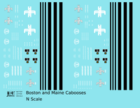 Boston and Maine Caboose White  - Decal - Choose Scale