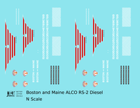 Boston and Maine ALCO RS-2 Locomotive Red and White  - Decal - Choose Scale