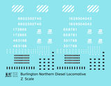Burlington Northern Diesel Locomotive White  - Decal - Choose Scale