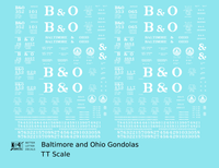 Baltimore and Ohio Gondola White Roman Lettering - Decal - Choose Scale