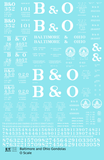 Baltimore and Ohio Gondola White Roman Lettering - Decal Sheet
