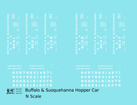 Buffalo and Susquehanna Twin Hopper White  - Decal - Choose Scale