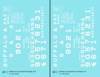 Buffalo and Susquehanna Twin Hopper White  - Decal - Choose Scale