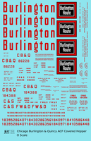 Burlington CB&Q ACF Covered Hopper Red  - Decal - Choose Scale