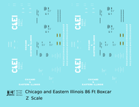 Chicago and Eastern Illinois 86 Ft Auto Parts Boxcar White  - Decal - Choose Scale